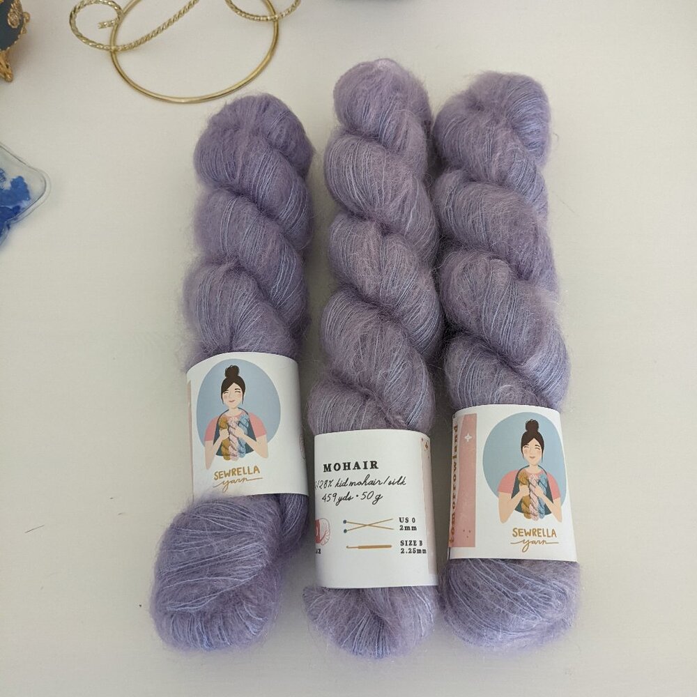 Purple Sewrella Hand Dyed Silk Mohair Yarn